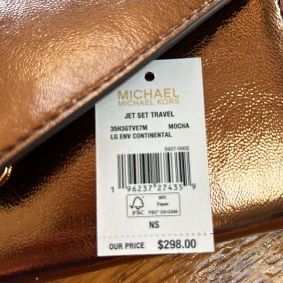 Michael Kors Jet Set Continental envelope  wallet. Metallic Mocha color. NWOT - Picture 9 of 9